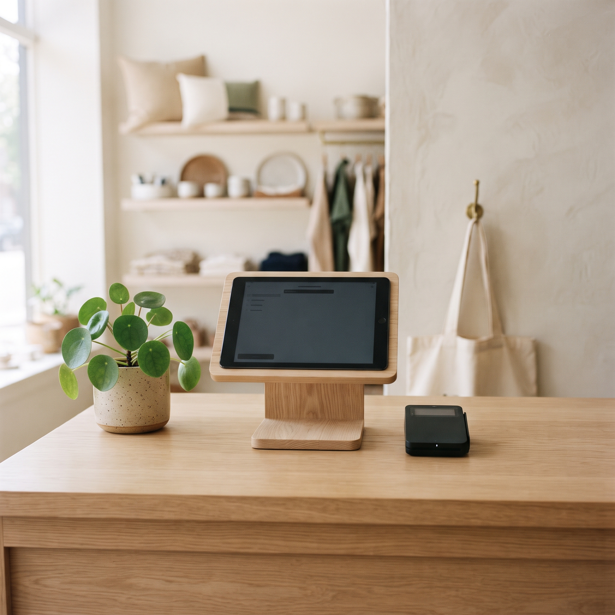 Tablet-based checkout counter that avoids proprietary POS hardware costs