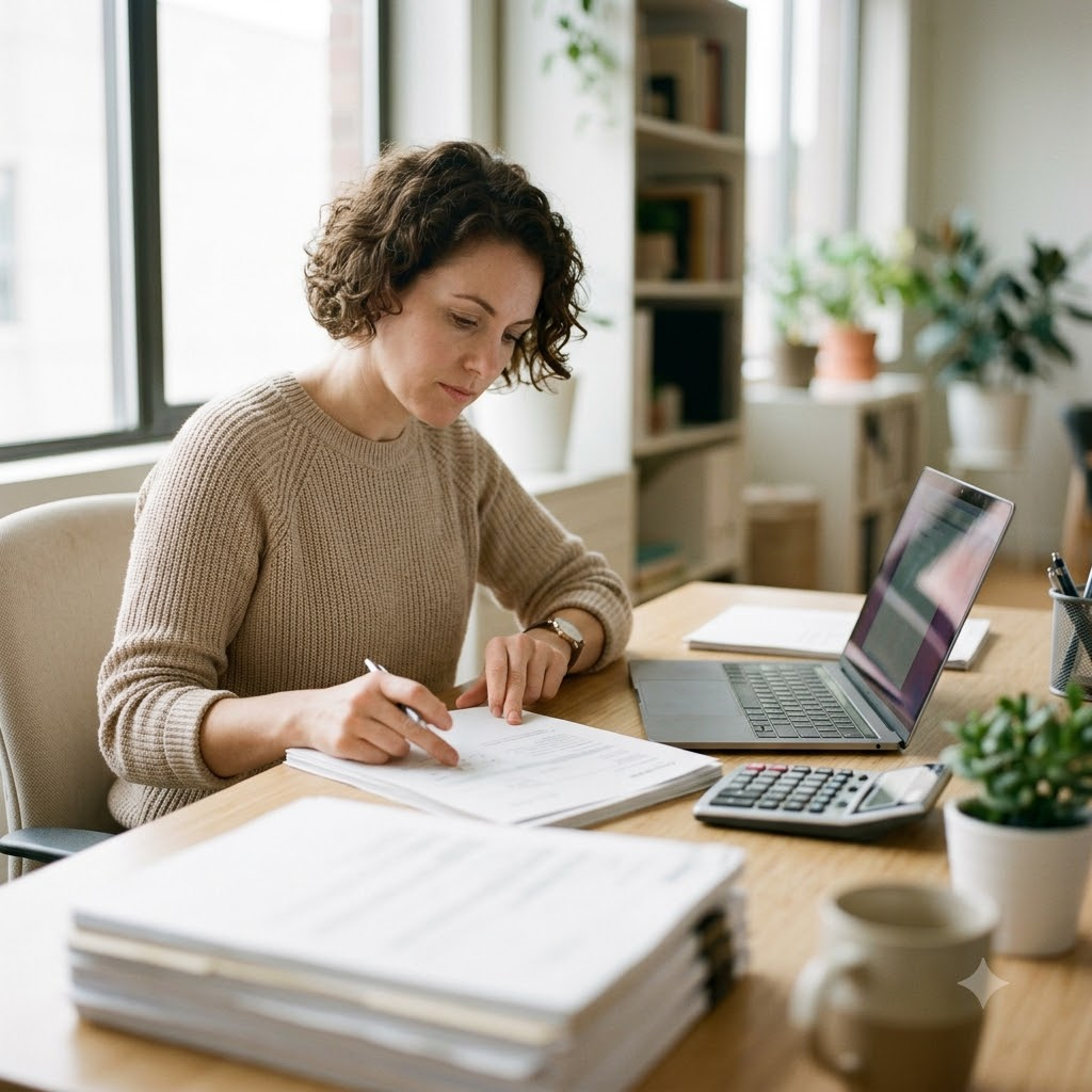 Business owner auditing software subscription spend before scoping an in-house SaaS replacement