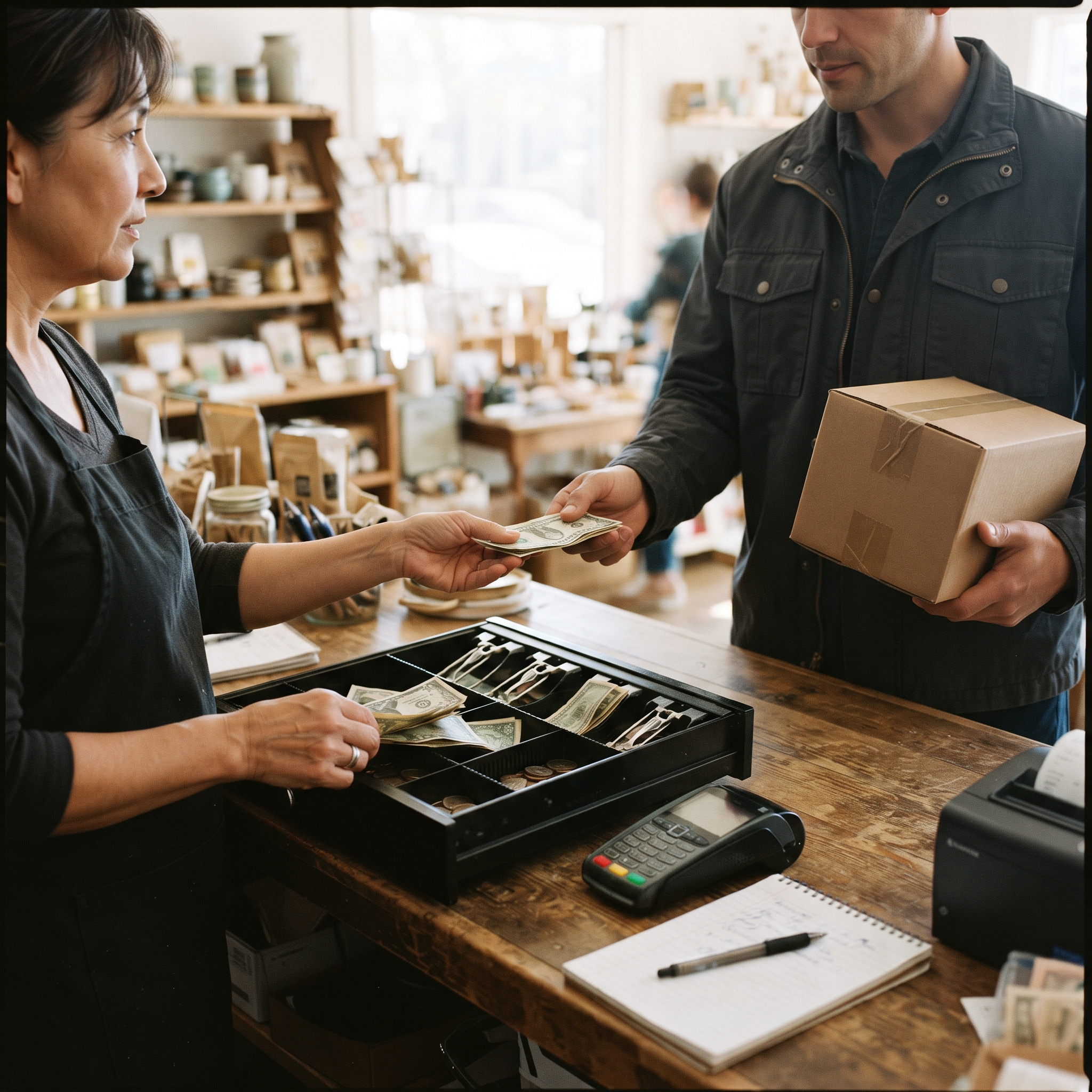 Cash taken from the drawer to pay a delivery driver with the log left blank, a classic cause of a cash drawer short at close