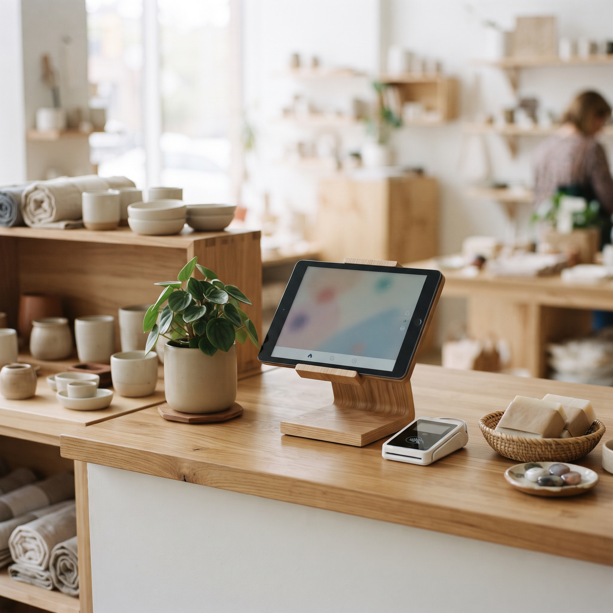 A single device running a checkout built to fit the business, no workarounds in sight