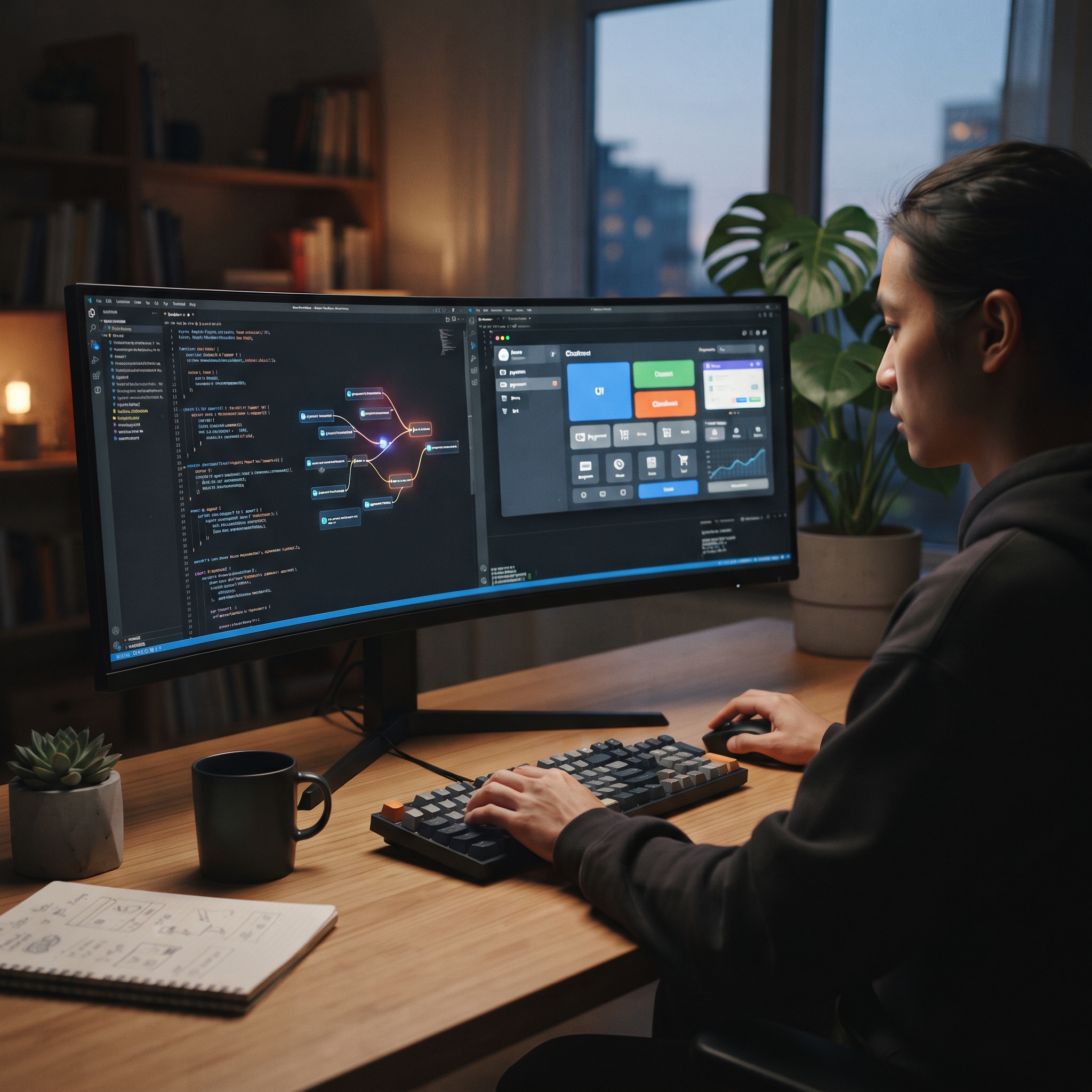 Connecting Gemini 3.6 Flash over MCP: a live checkout flow preview builds beside the AI chat
