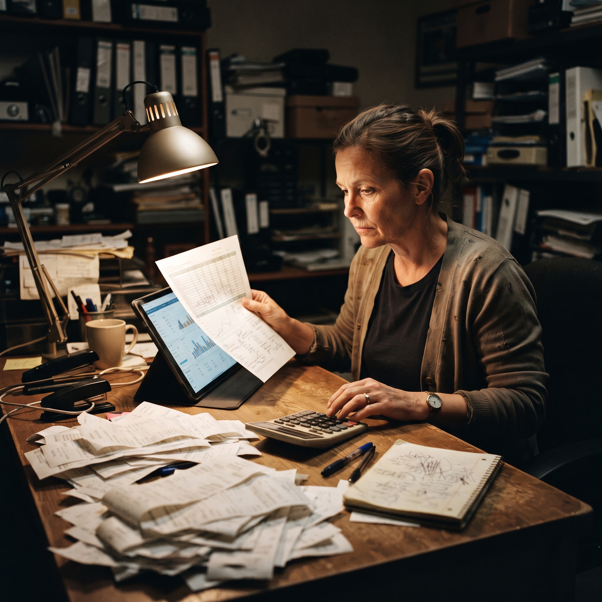 Shop owner reconciling receipts from two disconnected systems by hand, the cost of bolting a terminal onto a custom web-app checkout