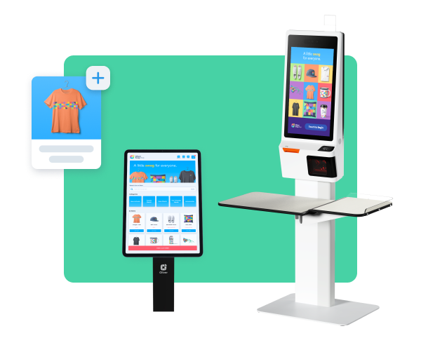 Bodenstehender Oliver Solo und Tablet-Kiosk