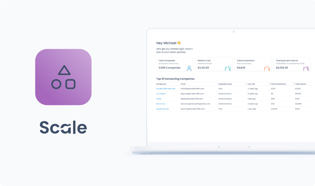 The POS Software Tool Scale plus screenshot of the Scale dashboard