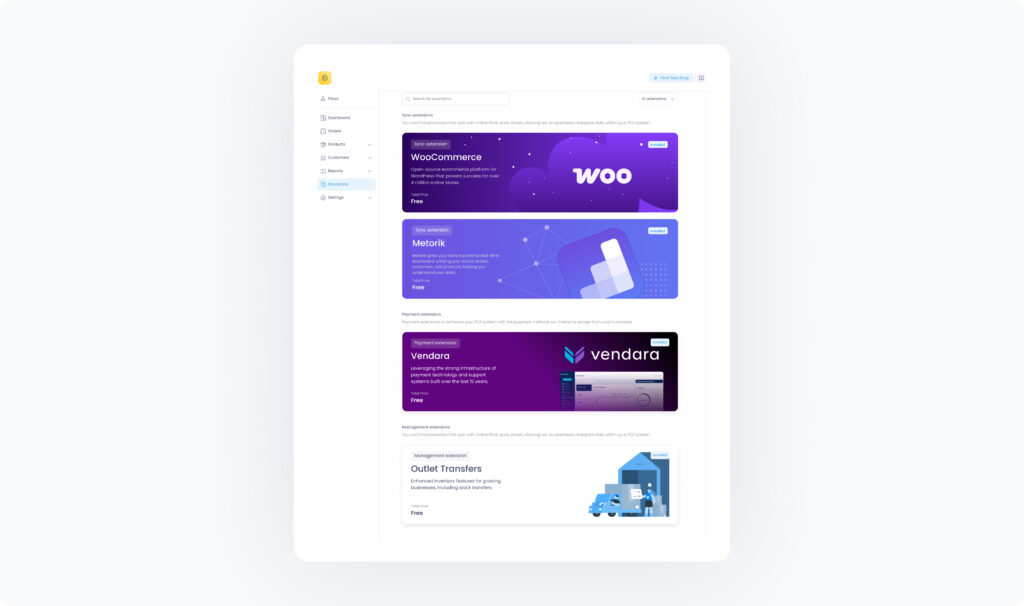 Dashboard showing WooCommerce extension and other Final extensions