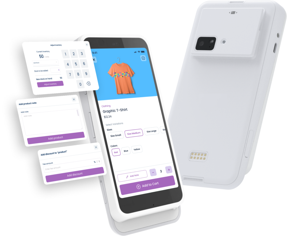 Mobile POS device showing Final software