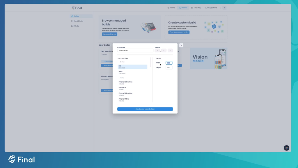 kiosk canvas size