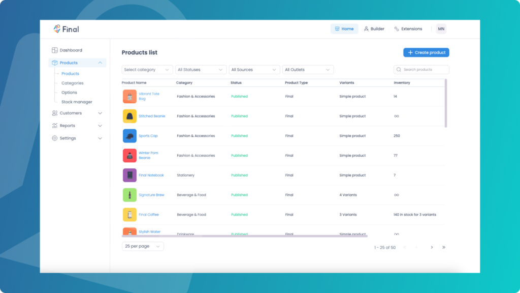 POS inventory management in Final 